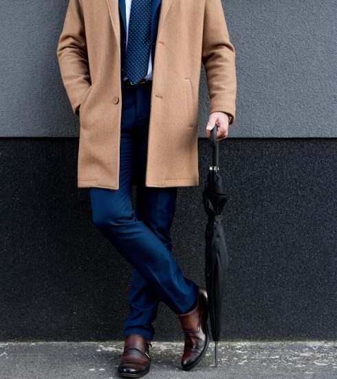 Man with stylish umbrella