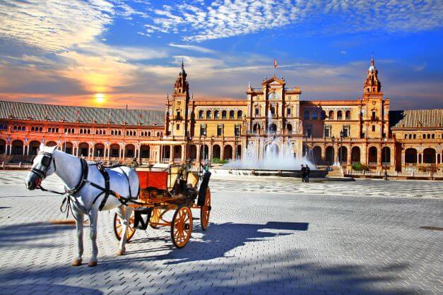 In 2023, share Your Life between Two Countries 1 piazza Espana in Sevilla Andalusia