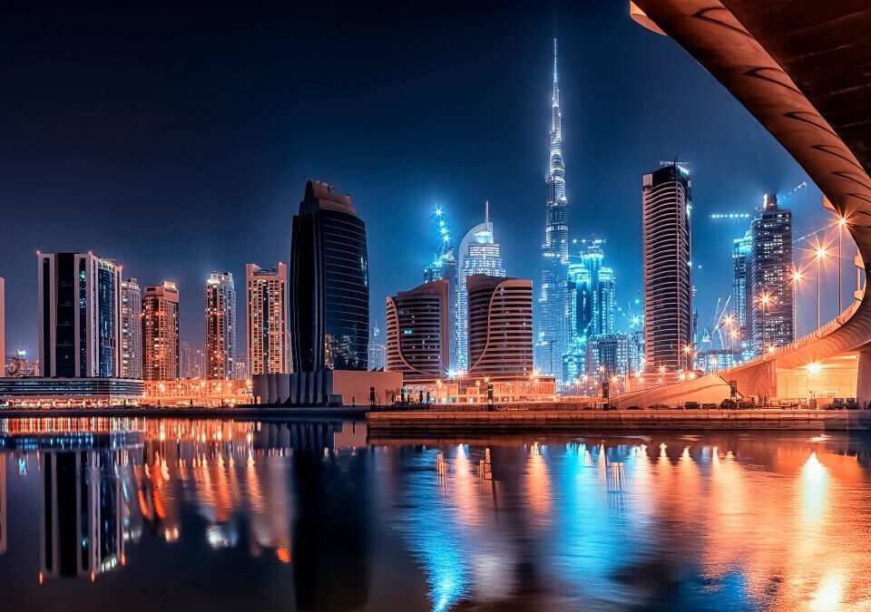 Dubai skyline at night