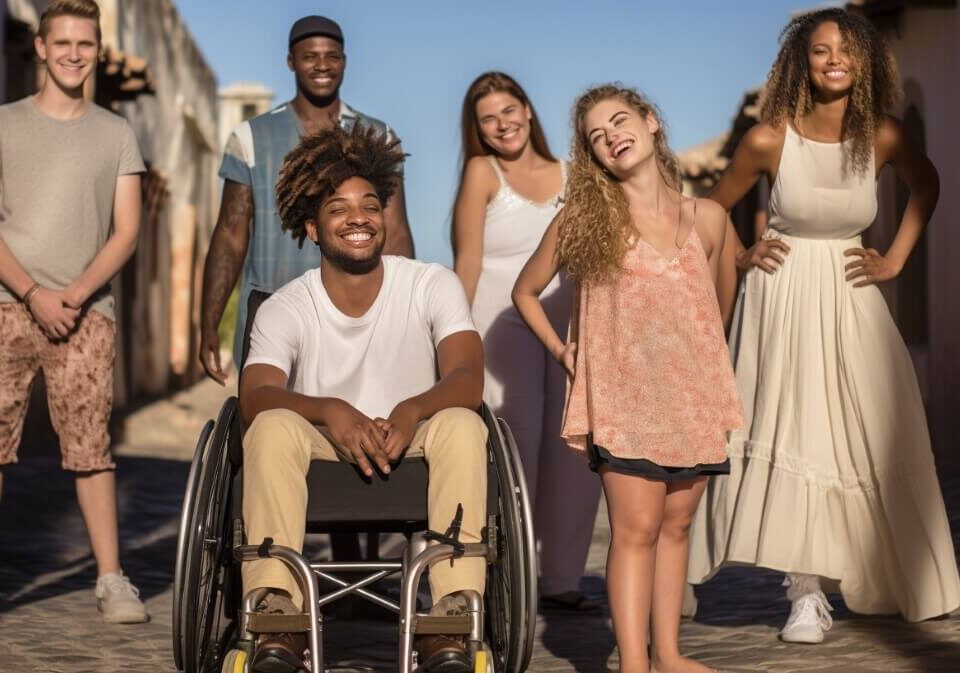 group of diverse friends on holiday