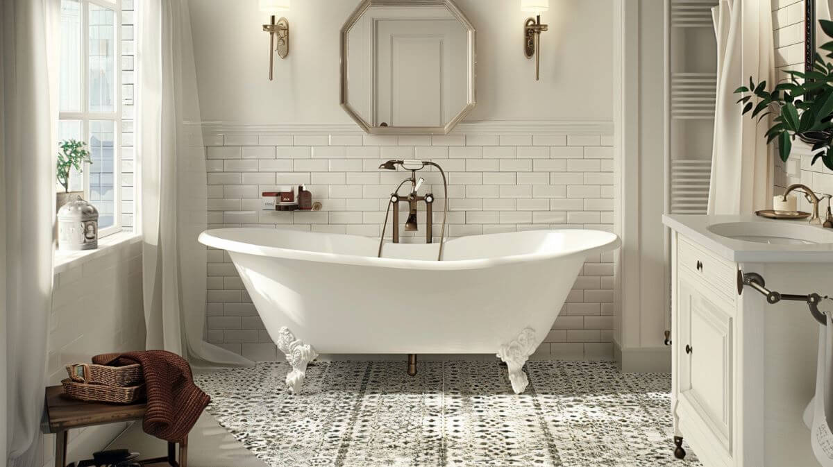 modern bathroom with vintage