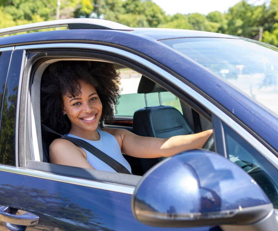 woman in car