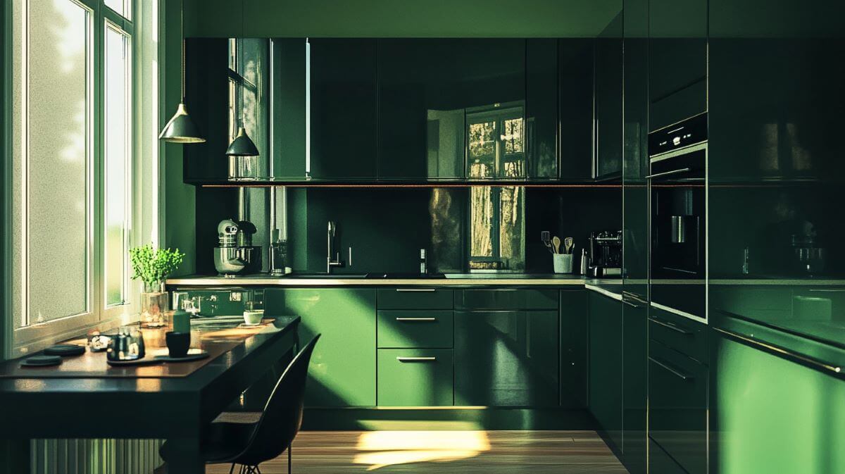 How to Add Warmth and Comfort to Your Interior Design 1 kitchen with forest green colour scheme