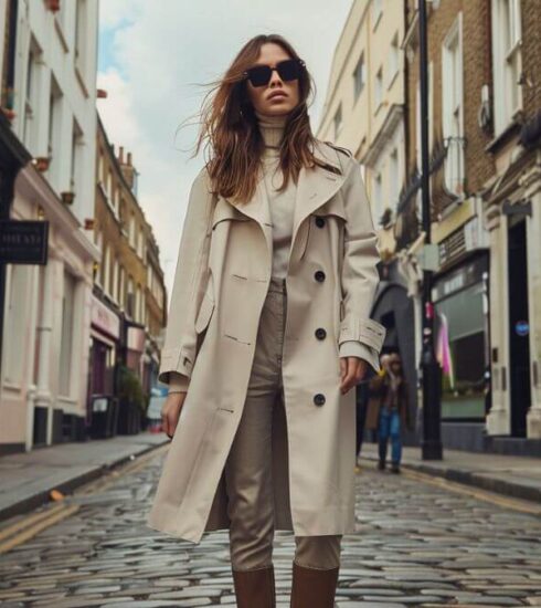 stylish woman walking in London